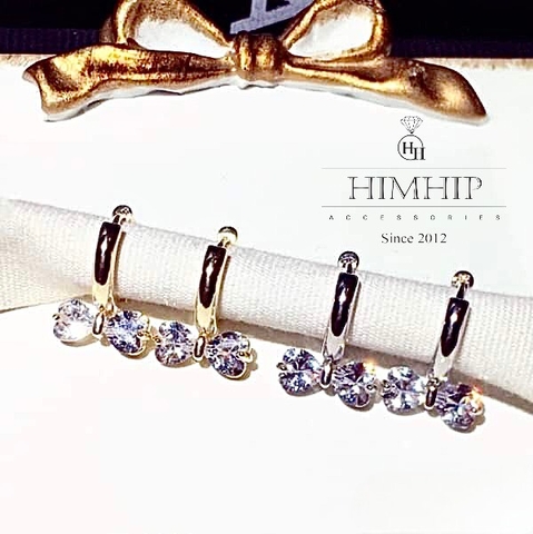 Khuyên Tai Ngắn HimHip Mặt Nơ Thanh Lịch HKCC Đính Phale 1x1.5cm