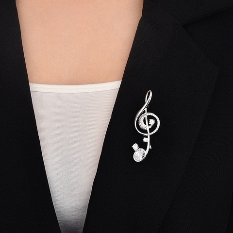 Trâm, Ghim Cài Áo HimHip Nốt Nhạc Sang Trọng HKCC Đính Phale 5*5cm