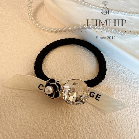 Dây Buộc Tóc HimHip Mix Đá Phale Thắt Nơ Hoa Hồng Sang Trọng 5.5cm