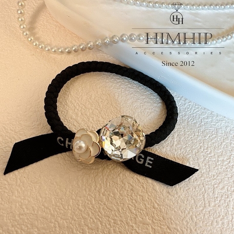 Dây Buộc Tóc HimHip Mix Đá Phale Thắt Nơ Hoa Hồng Sang Trọng 5.5cm