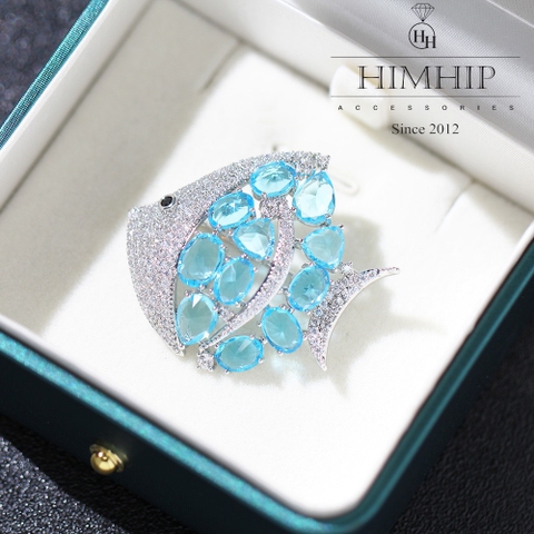 Trâm, Ghim Cài Áo HimHip Cá Đĩa Sang Trọng HKCC Đính Phale 4*4cm