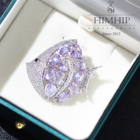 Trâm, Ghim Cài Áo HimHip Cá Đĩa Sang Trọng HKCC Đính Phale 4*4cm