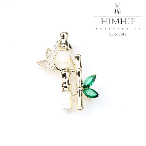 Trâm, Ghim Cài Áo HimHip Cây Tre Vàng Sang Trọng HKCC Đính Phale 1*3cm