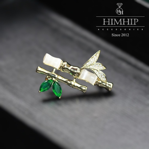 Trâm, Ghim Cài Áo HimHip Cây Tre Vàng Sang Trọng HKCC Đính Phale 1*3cm