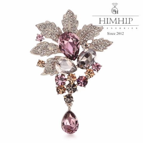 Trâm, Ghim Cài Áo HimHip Lá Cây Sang Trọng HKCC Đính Phale 4*6cm