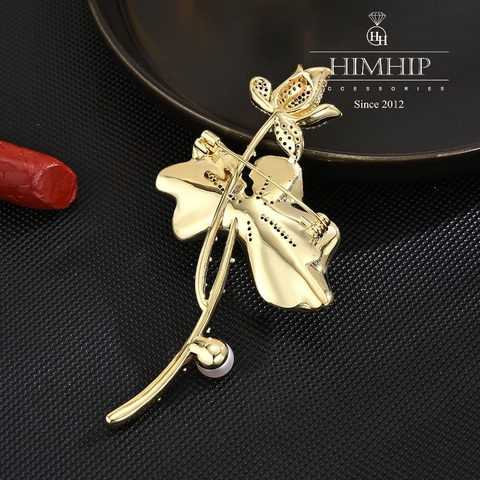 Trâm, Ghim Cài Áo HimHip Cành Sen Sang Trọng Mix Trai 5,5*8,5cm HPBD