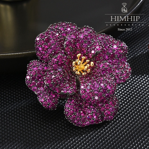 Trâm, Ghim Cài Áo HimHip Hoa Tím Sang Trọng Đính Phale 4,5*5cm