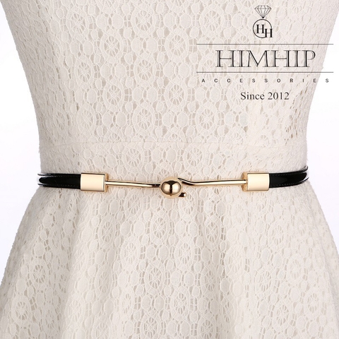 Dây Lưng HimHip Da Thật Khóa Hình Giọt Nước Sang Trọng 78cm