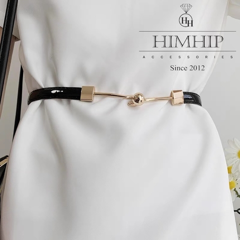 Dây Lưng HimHip Da Thật Khóa Hình Giọt Nước Sang Trọng 78cm