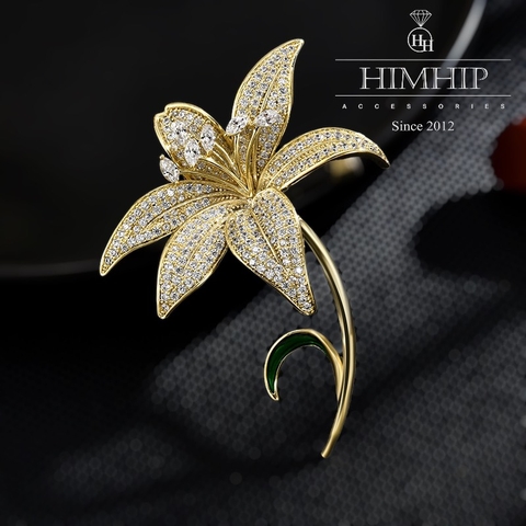 Trâm, Ghim Cài Áo HimHip Hoa Ly Sang Trọng Đính Phale 4,5*6cm