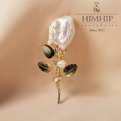 Trâm, Ghim Cài Áo HimHHip Cành Hoa Sang Trọng Mix Trai 1,7*5,5cm