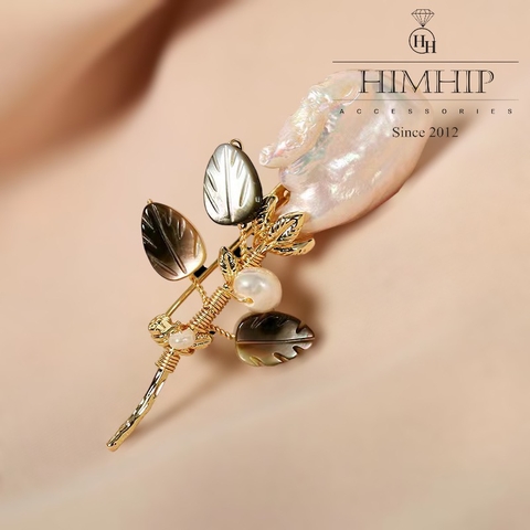 Trâm, Ghim Cài Áo HimHHip Cành Hoa Sang Trọng Mix Trai 1,7*5,5cm