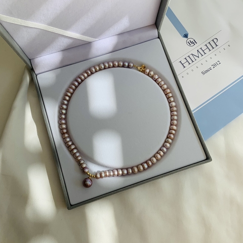 [Thiết Kế] Vòng Cổ HimHip Trai Thật 8Li Mix Khóa Thả Đáng Yêu 43.5cm - Tím