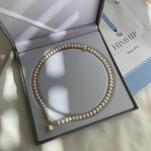 [Thiết Kế] Vòng Cổ HimHip Trai Thật 8Li Mix Khóa Thả Đáng Yêu 43.5cm - Trắng