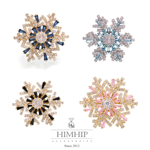 [Noel] Trâm, Ghim Cài Áo HimHip Bông Hoa Tuyết Xoay Thanh Lịch HKCC Đính Phale 3*3cm