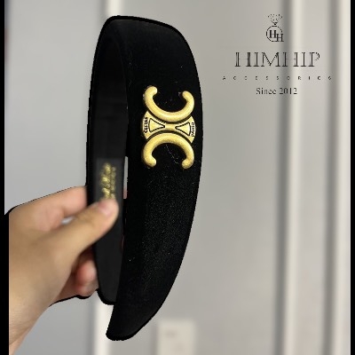 Bờm HimHip Phối Vải Đính Charm C.nel Thanh Lịch 3.2x16x14cm