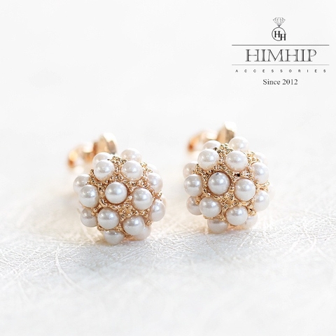 Khuyên Tai Nụ HimHip Chùm Trai Mini Hình Cầu Sang Trọng HKCC Mix Trai 1.2x1.2cm/2x1.2cm