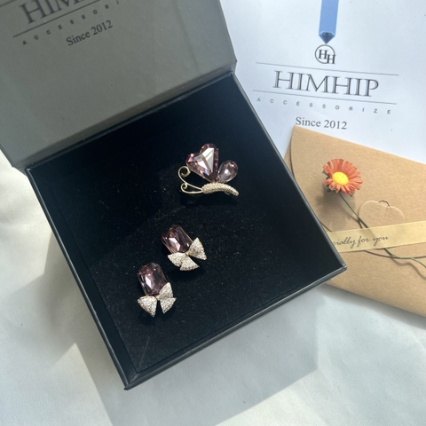 Set Khuyên Tai Kèm Cài Áo - 129 (Combo đã bao gồm túi hộp thiệp)