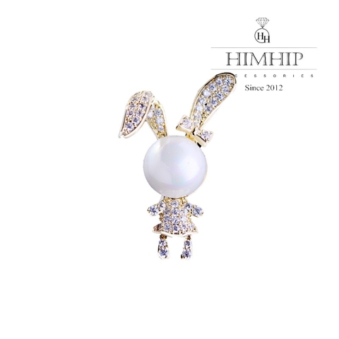 Trâm, Ghim Cài Áo HimHip Thỏ Con Mặt Trai Đáng Yêu HKCC Đính Phale 3,2*2cm