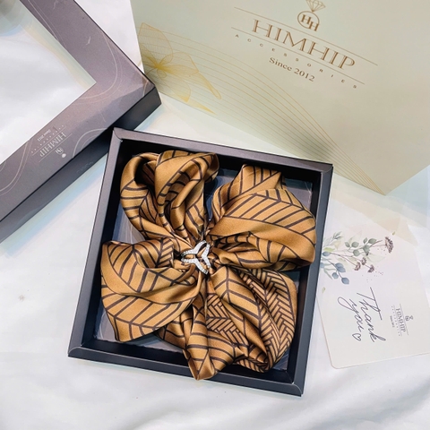 Set Quà Himhip Khăn Lụa Vuông 70x70cm & Cài Khăn Kèm Túi Hộp Thiệp - 270