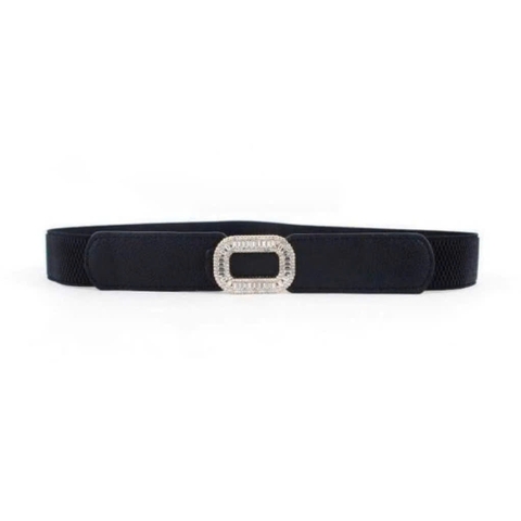 Dây Lưng HimHip Da PU Phối Chun Mặt Vuông Đá Sang Trọng 3x67cm