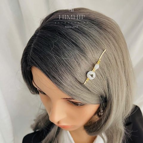 Kẹp Mái HimHip HKCC Phối Trai Thật Đính Ong Nhỏ Sang Trọng 6x0.2cm