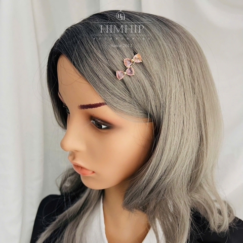 Kẹp Mái HimHip Đôi Nơ Phale Hồng Thanh Lịch 3.2x2.8cm