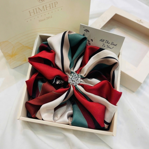 Set Quà HimHip Khăn Tuban Lụa Dài & Cài Khăn Kèm Túi Hộp Thiệp - 403