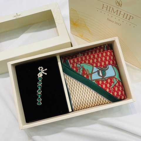 Set Quà HimHip Khăn Tuban Lụa Dài & Kẹp Tóc Kèm Túi Hộp Thiệp - 18