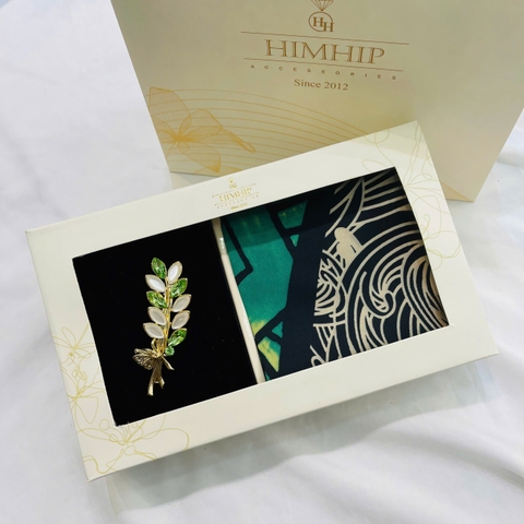 Set Quà HimHip Khăn Tuban Lụa Dài & Kẹp Tóc Kèm Túi Hộp Thiệp - 19