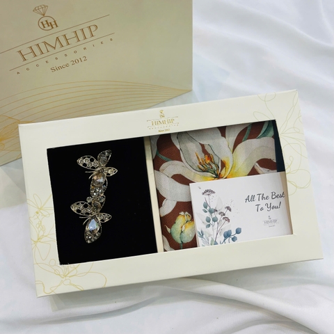 Set Quà HimHip Khăn Tuban Lụa Dài & Kẹp Tóc Kèm Túi Hộp Thiệp - 20