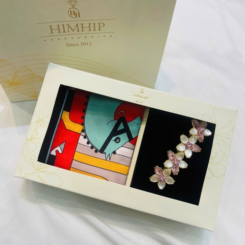 Set Quà HimHip Khăn Tuban Lụa Dài & Kẹp Tóc Kèm Túi Hộp Thiệp - 23