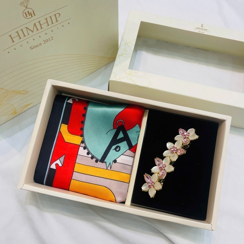 Set Quà HimHip Khăn Tuban Lụa Dài & Kẹp Tóc Kèm Túi Hộp Thiệp - 23