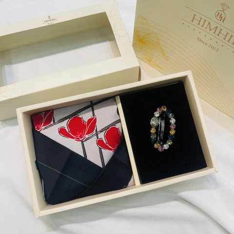 Set Quà HimHip Khăn Tuban Lụa Dài & Kẹp Tóc Kèm Túi Hộp Thiệp - 24