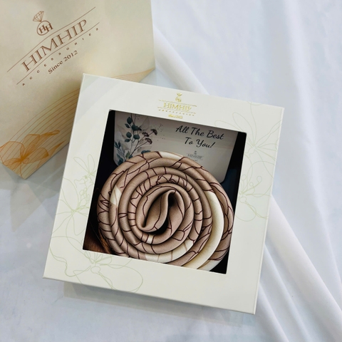 Set Quà 20/10 HimHip Khăn Lụa Vuông 70x70cm Kèm Túi Hộp Thiệp - 123