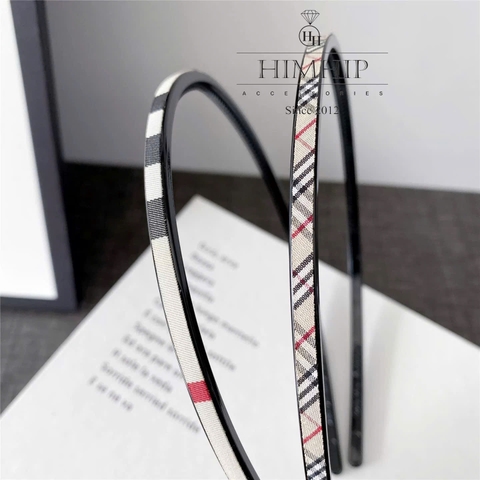 Bờm Tóc HimHip Composite Dáng Mảnh Họa Tiết Caro Viền Đen 0.5cm