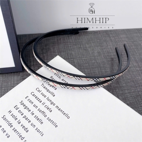 Bờm Tóc HimHip Composite Dáng Mảnh Họa Tiết Caro Viền Đen 0.5cm