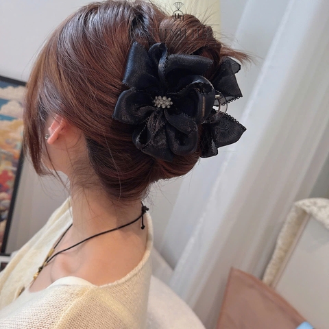 Kẹp Càng Cua HimHip Composite Hoa Vải Nơ Gắn Khóa Phale Thanh Lịch 11x9cm