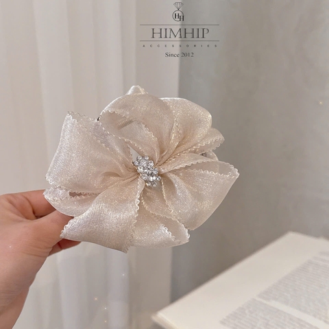 Kẹp Càng Cua HimHip Composite Hoa Vải Nơ Gắn Khóa Phale Thanh Lịch 11x9cm