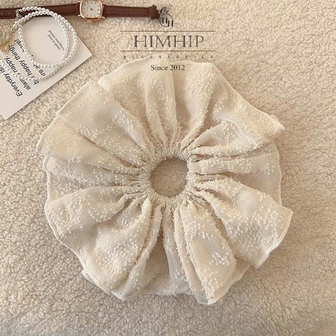 Scruchies HimHip Vải Hoa Cốm Một Lớp Thanh Lịch 21cm