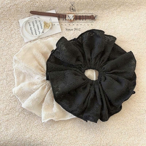 Scruchies HimHip Vải Hoa Cốm Một Lớp Thanh Lịch 21cm