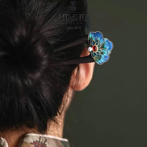 Trâm Cài Tóc HimHip Tam Liên Ngọc Phượng Kèm Hộp Phụ Kiện Áo Dài