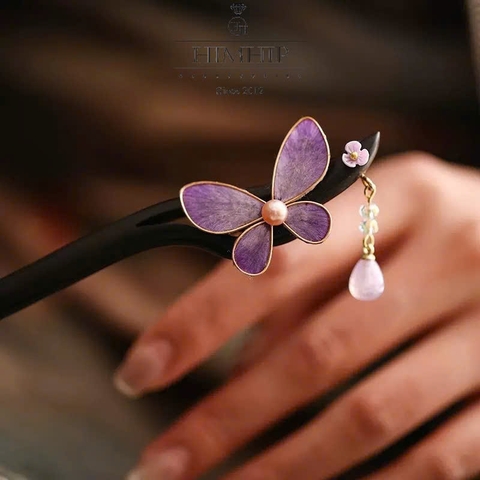 Trâm Cài Tóc HimHip Điệp Tử Ngọc Châu Kèm Hộp Phụ Kiện Áo Dài