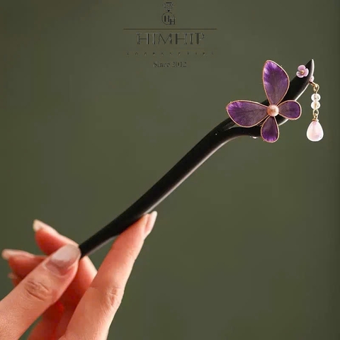 Trâm Cài Tóc HimHip Điệp Tử Ngọc Châu Kèm Hộp Phụ Kiện Áo Dài