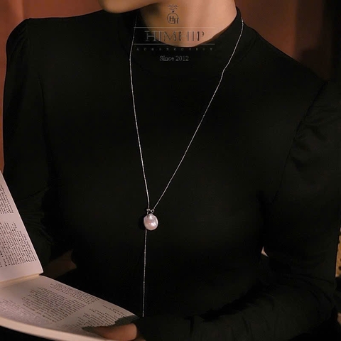 Vòng Cổ HimHip HKCC Dây Rút Sợi Mì Một Bên Gắn Hạt Trai Dị 78cm