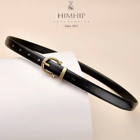 Dây Lưng Xích HimHip Da Thật Khóa Chữ E Cách Điệu 2x103cm