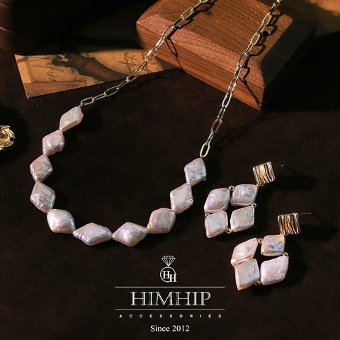 Set Trang Sức HimHip Vòng Cổ & Khuyên Tai Trai Dị Cổ Điển Kèm Túi Hộp Thiệp - 110