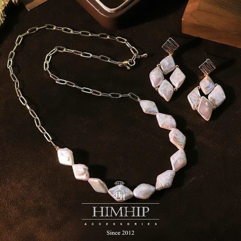 Set Trang Sức HimHip Vòng Cổ & Khuyên Tai Trai Dị Cổ Điển Kèm Túi Hộp Thiệp - 110