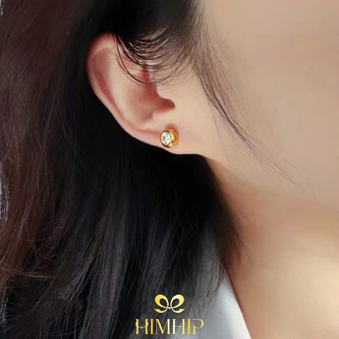 Khuyên Tai Nụ HimHip TiTan Hạt Nhỏ Đính Đá Phale Hai Màu 5.85cm