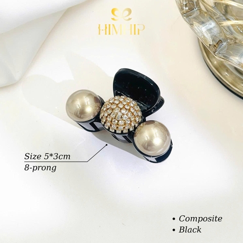 Kẹp Càng Cua HimHip Composite Hạt Giả Trai Mix Chùm Phale Thanh Lịch 8 Răng 5x3cm